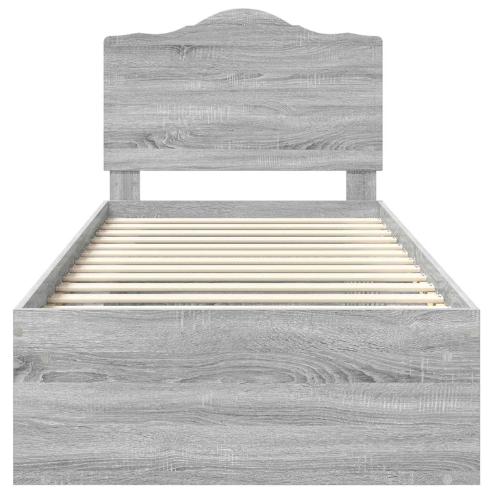 Sengestel med hovedgærde Grå Sonoma 90 x 200 cm Massiv fyrretræ