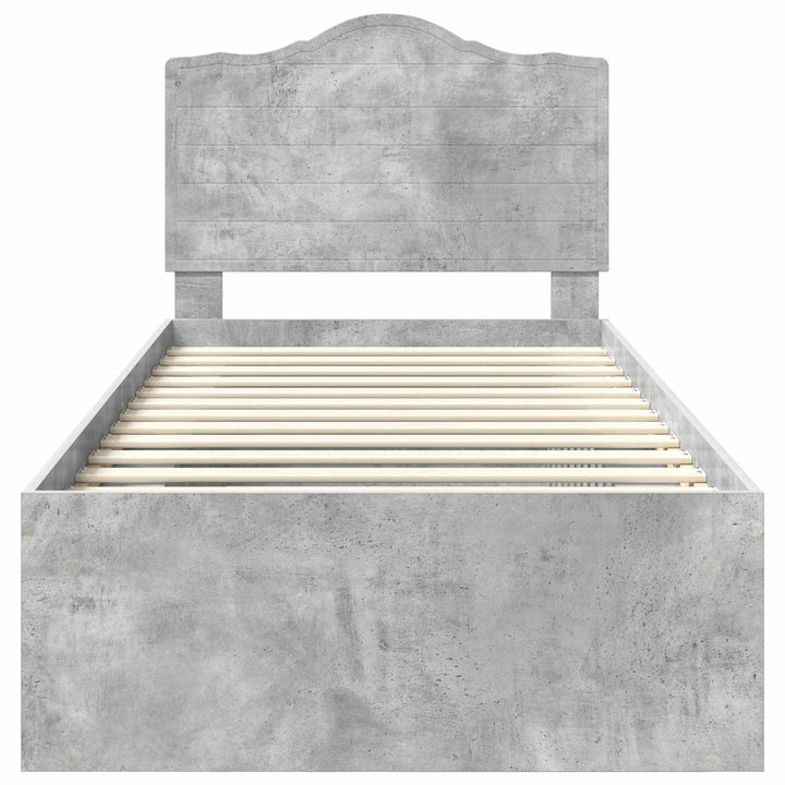 Sengestel med hovedgærde Beton Grå 90 x 190 cm Massiv fyrretræ