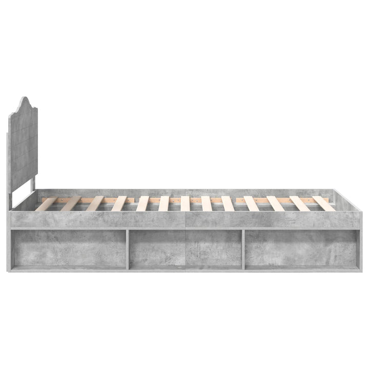 Sengestel med hovedgærde Beton Grå 90 x 190 cm Massiv fyrretræ