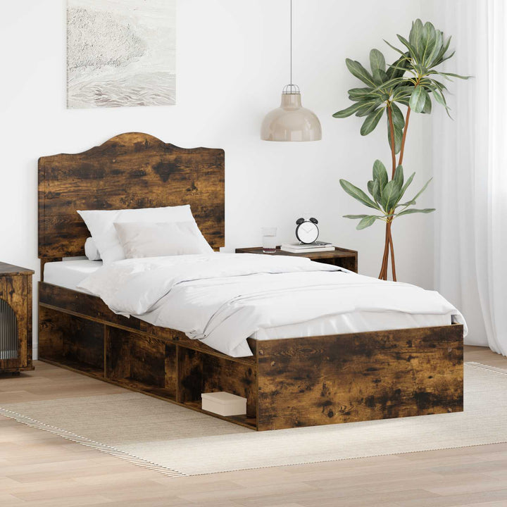 Sengestel med hovedgærde Røget eg 90 x 190 cm Massiv fyrretræ