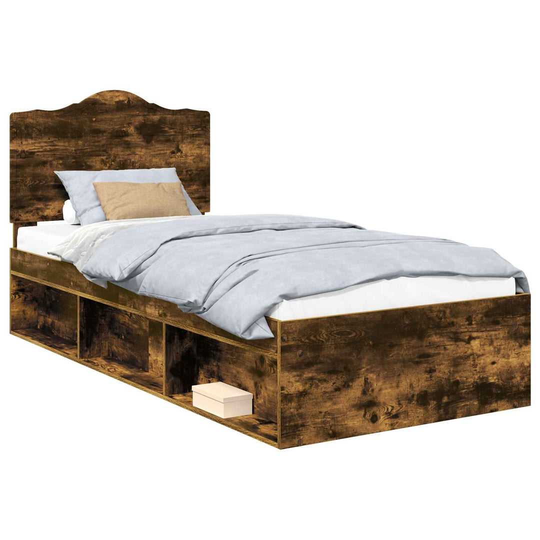 Sengestel med hovedgærde Røget eg 90 x 190 cm Massiv fyrretræ