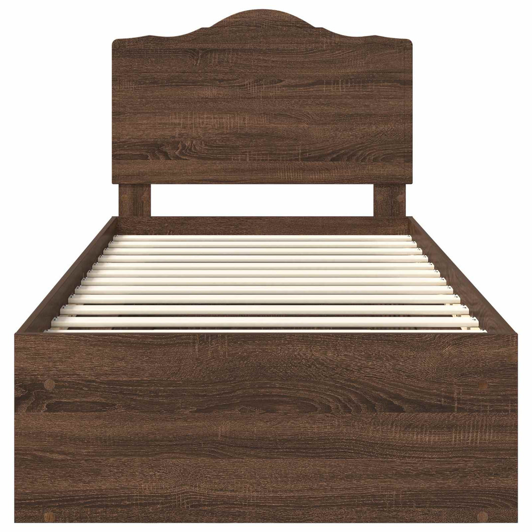 Sengestel med hovedgærde Brun eg 90 x 190 cm Massiv fyrretræ