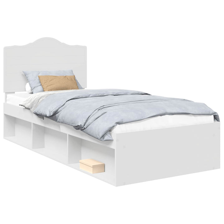 Sengestel med hovedgærde Hvid 75 x 190 cm Massiv fyrretræ