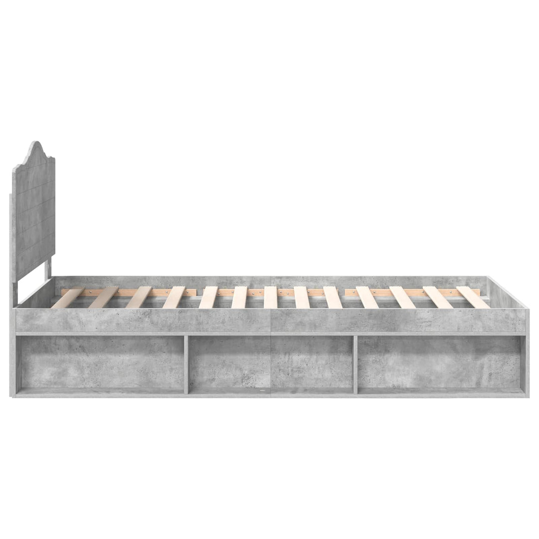 Sengestel med hovedgærde Beton Grå 75 x 190 cm Massiv fyrretræ