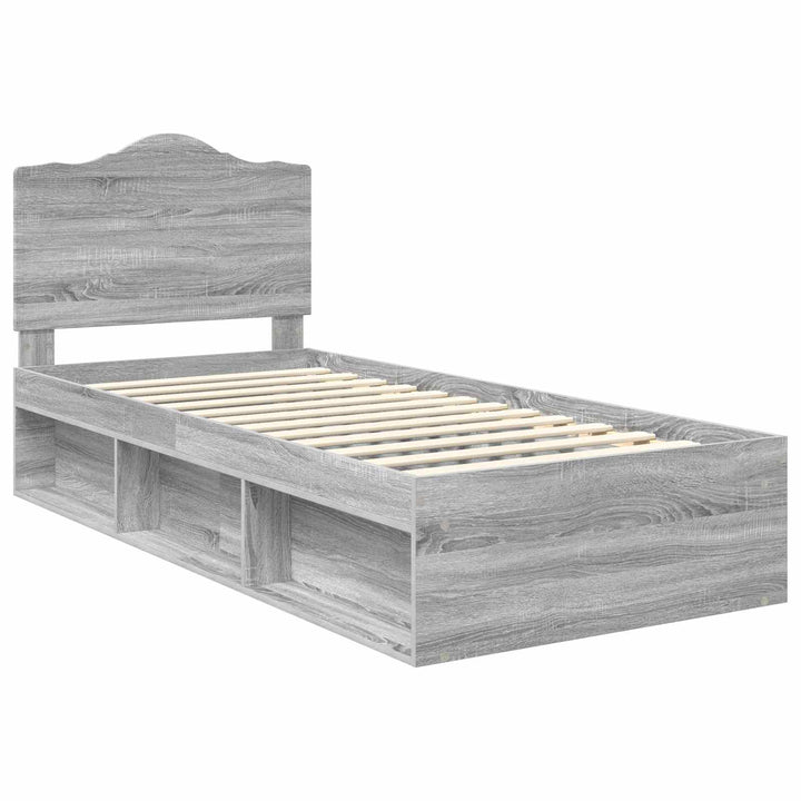 Sengestel med hovedgærde Grå Sonoma 75 x 190 cm Massiv fyrretræ