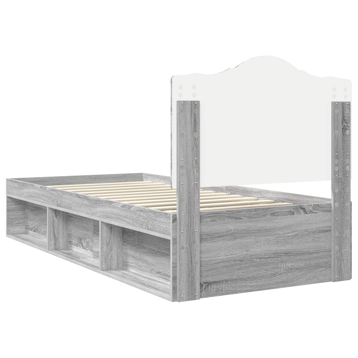 Sengestel med hovedgærde Grå Sonoma 75 x 190 cm Massiv fyrretræ