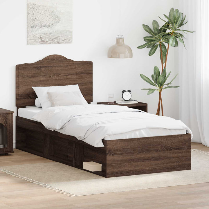 Sengestel med hovedgærde Brun eg 75 x 190 cm Massiv fyrretræ