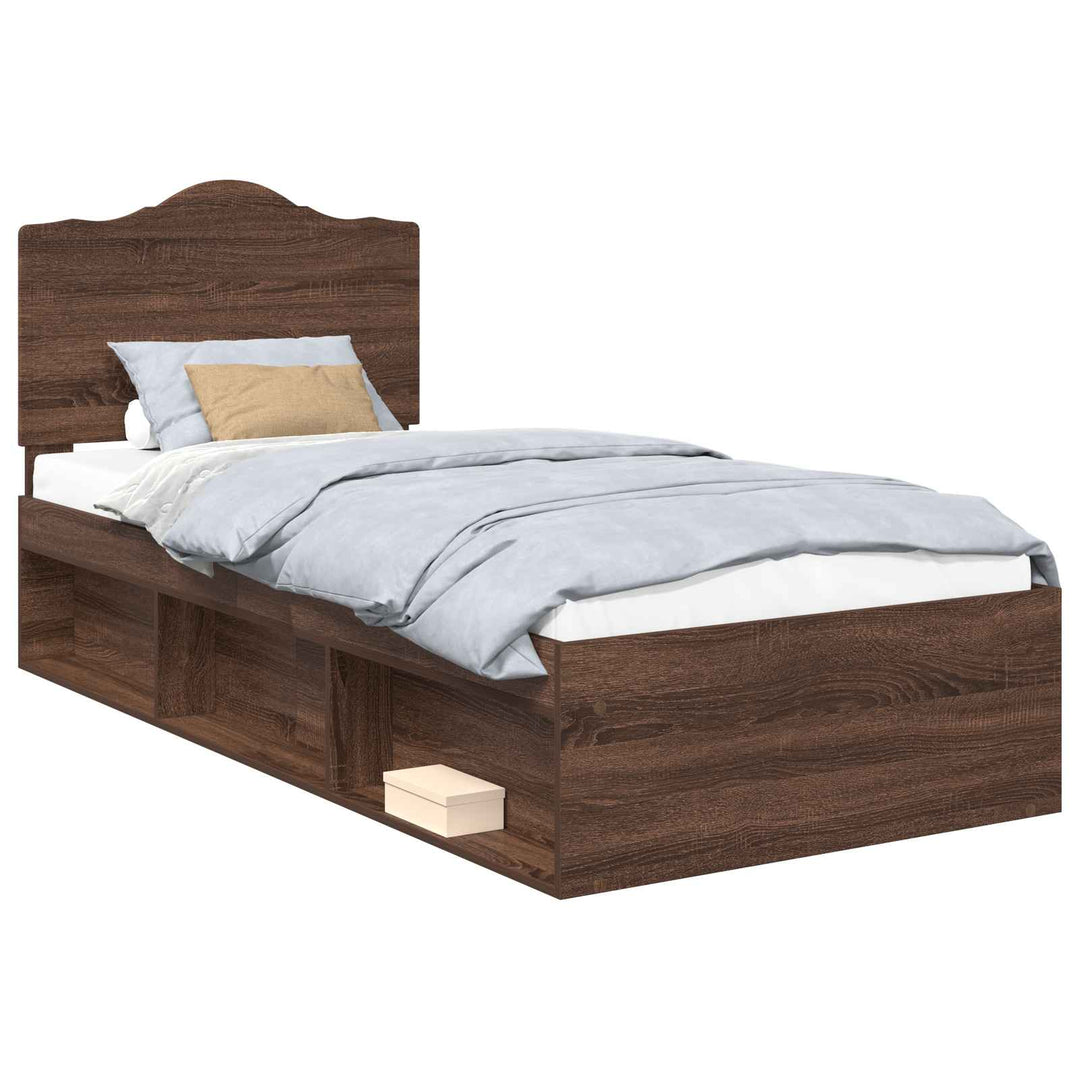 Sengestel med hovedgærde Brun eg 75 x 190 cm Massiv fyrretræ