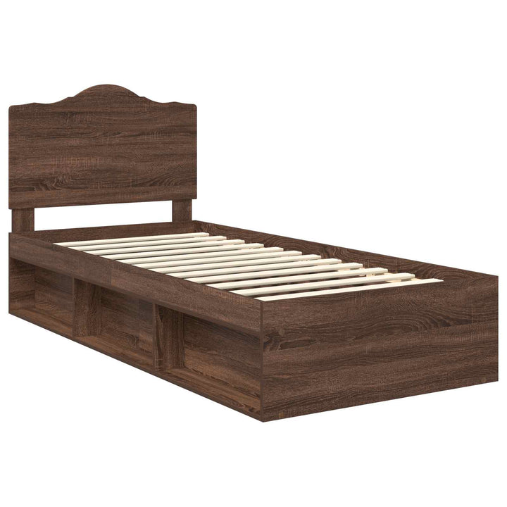 Sengestel med hovedgærde Brun eg 75 x 190 cm Massiv fyrretræ
