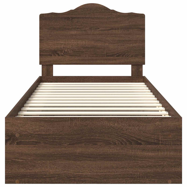 Sengestel med hovedgærde Brun eg 75 x 190 cm Massiv fyrretræ