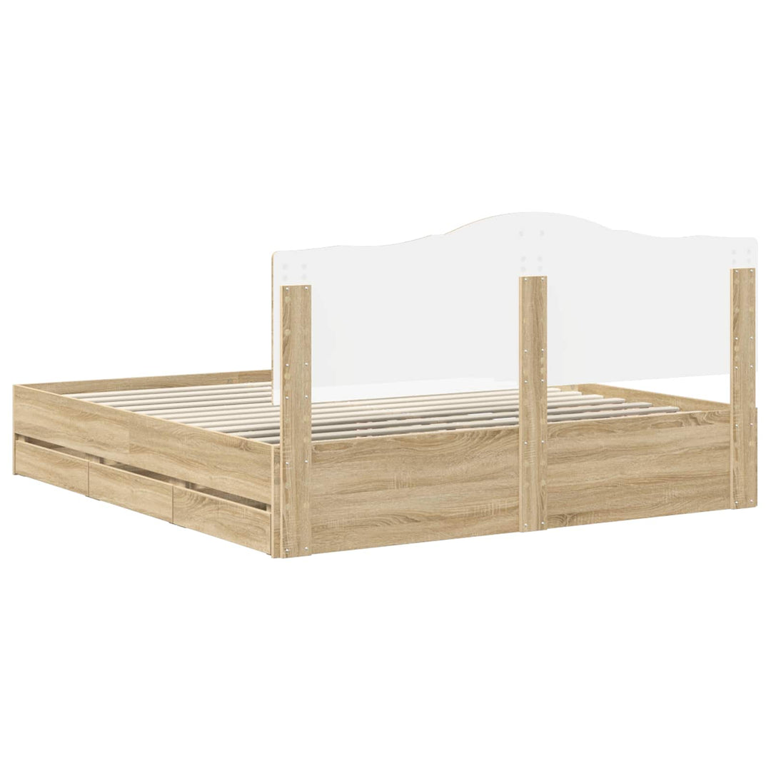 Sengestel med skuffe Sonoma eg 200 x 200 cm Ingeniørtræ