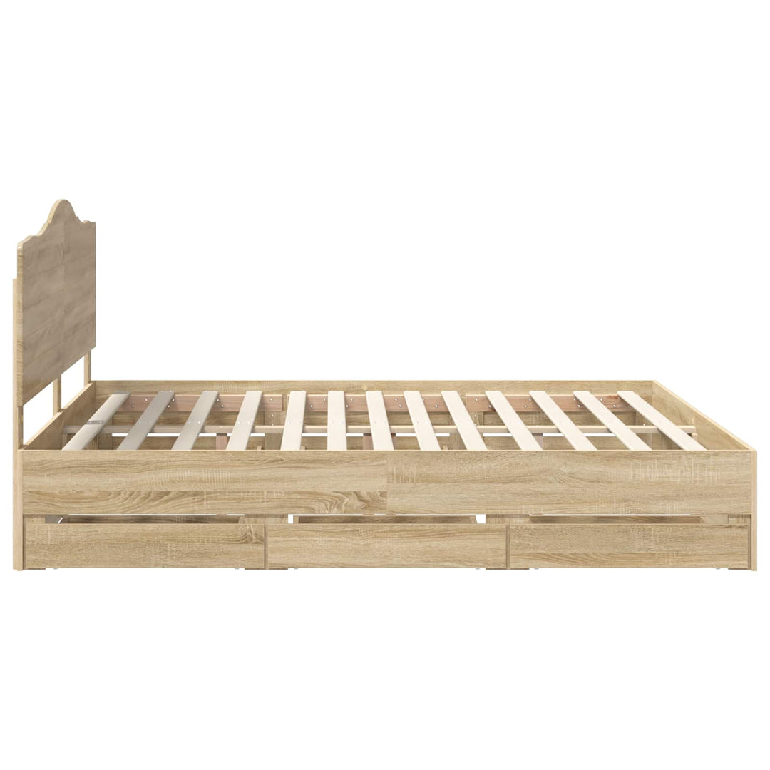 Sengestel med skuffe Sonoma eg 200 x 200 cm Ingeniørtræ