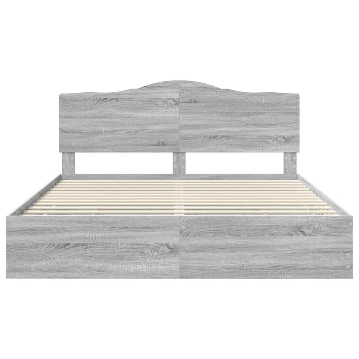 Sengestel med skuffe Grå sonoma-eg 200 x 200 cm Ingeniørtræ