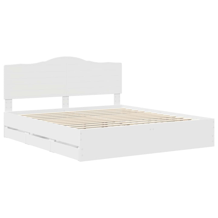 Sengestel med skuffe Hvid 180 x 200 cm Ingeniørtræ