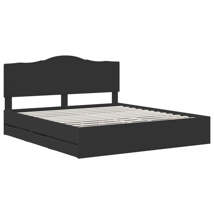 Sengestel med skuffe Sort 180 x 200 cm Ingeniørtræ