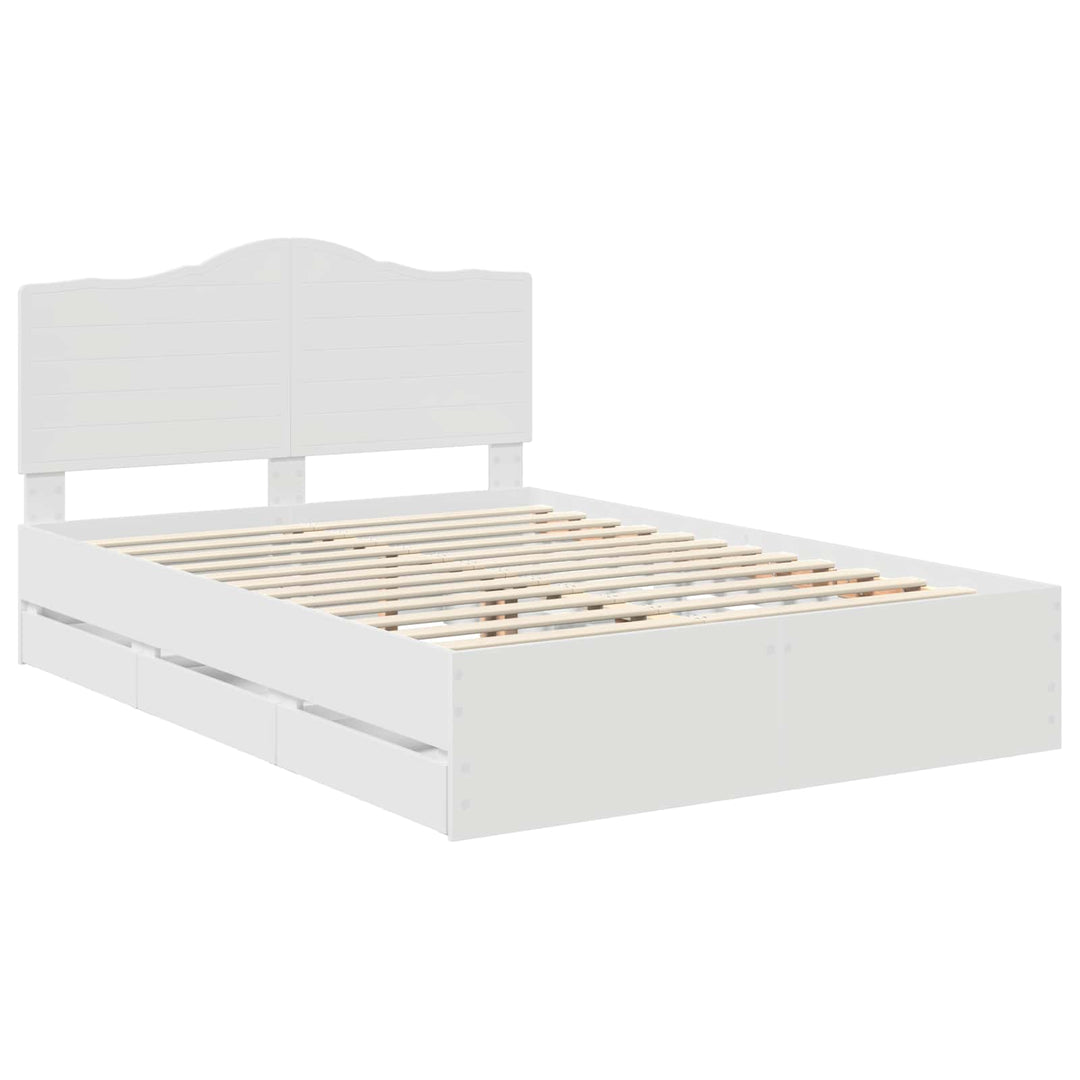 Sengestel med skuffe Hvid 160 x 200 cm Ingeniørtræ