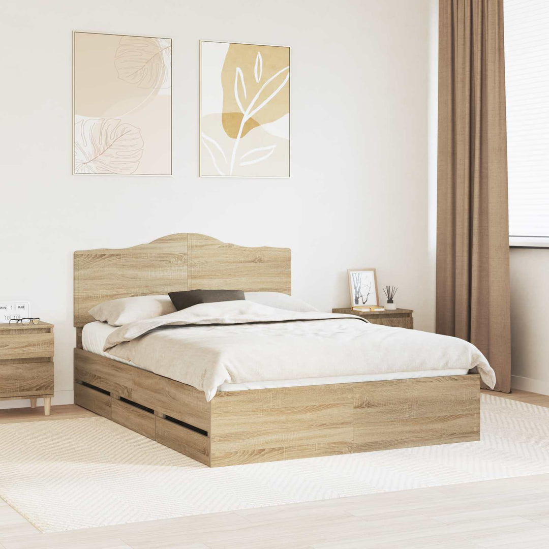 Sengestel med skuffe Sonoma eg 160 x 200 cm Ingeniørtræ