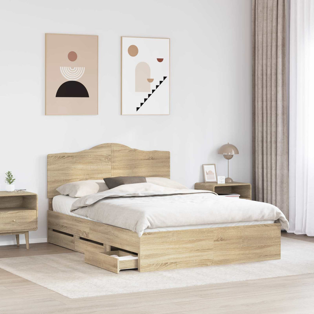 Sengestel med skuffe Sonoma eg 160 x 200 cm Ingeniørtræ