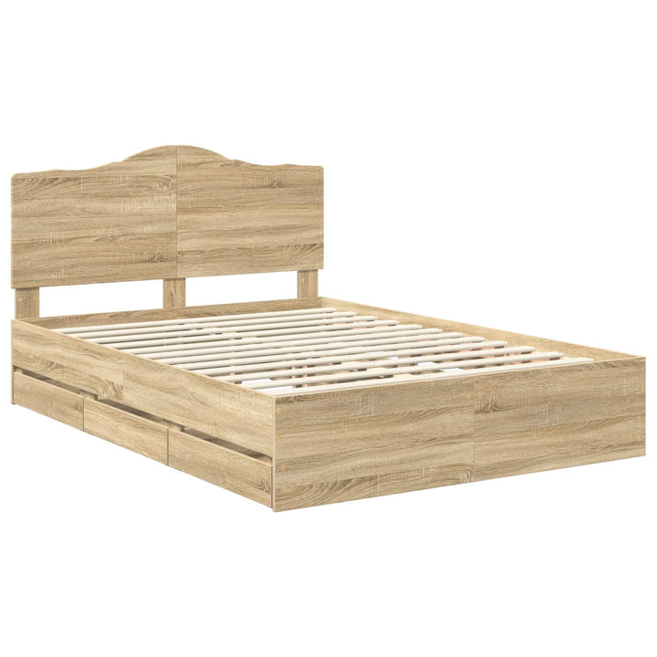 Sengestel med skuffe Sonoma eg 160 x 200 cm Ingeniørtræ