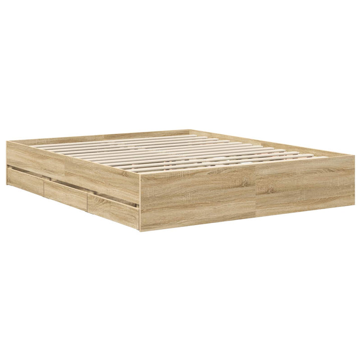 Sengestel med skuffe Sonoma eg 160 x 200 cm Ingeniørtræ