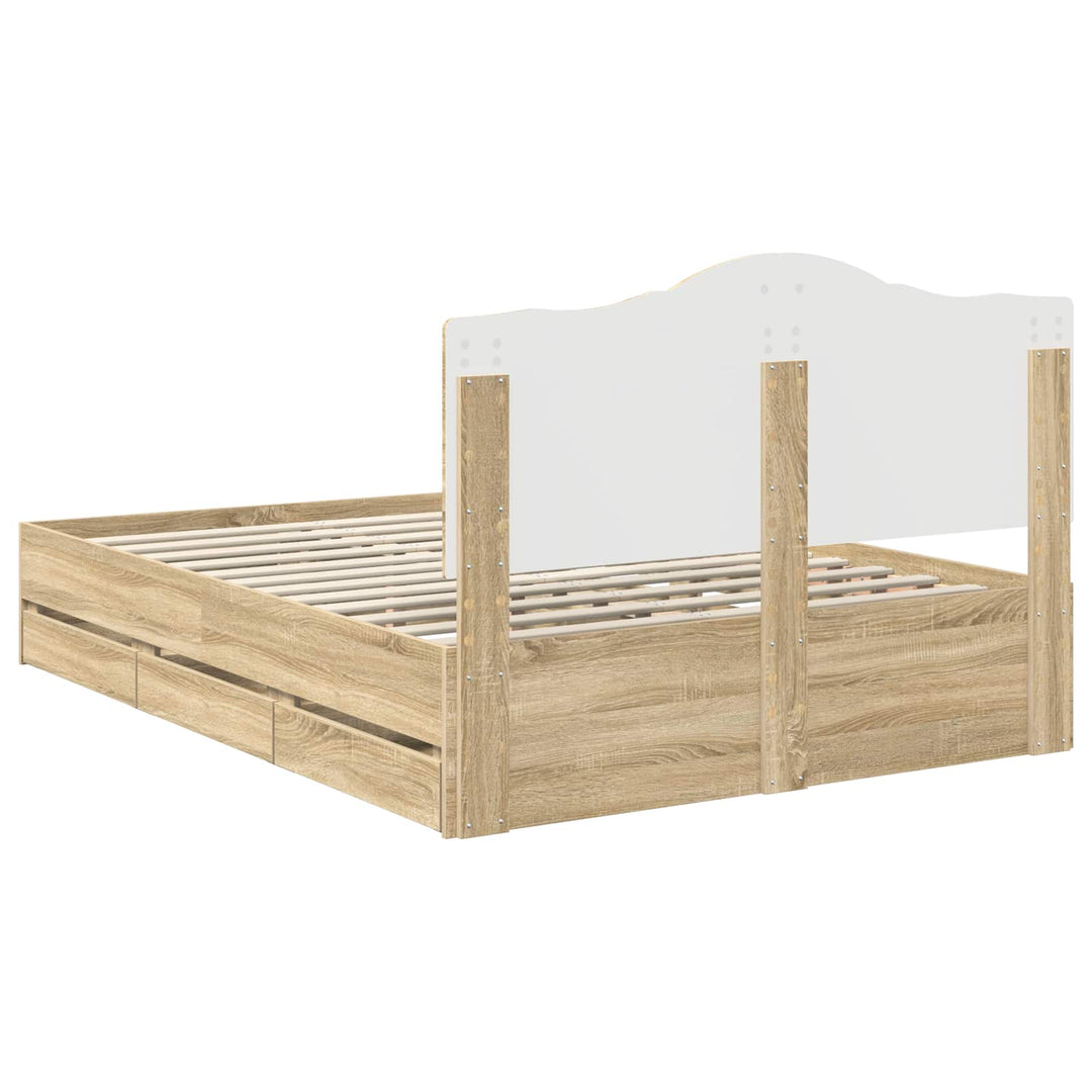 Sengestel med skuffe Sonoma eg 160 x 200 cm Ingeniørtræ