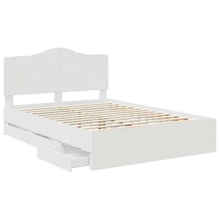 Sengestel med skuffe Hvid 150 x 200 cm Ingeniørtræ