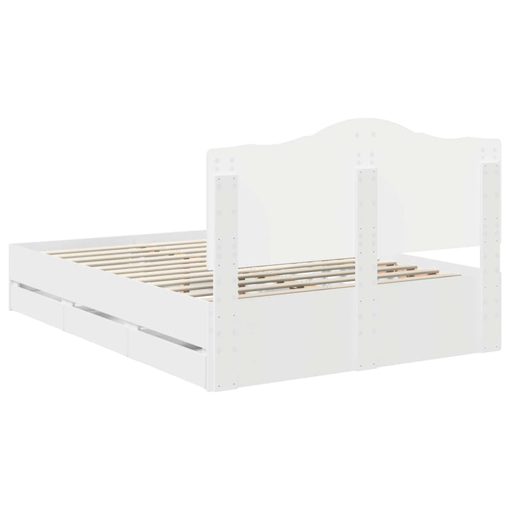 Sengestel med skuffe Hvid 150 x 200 cm Ingeniørtræ