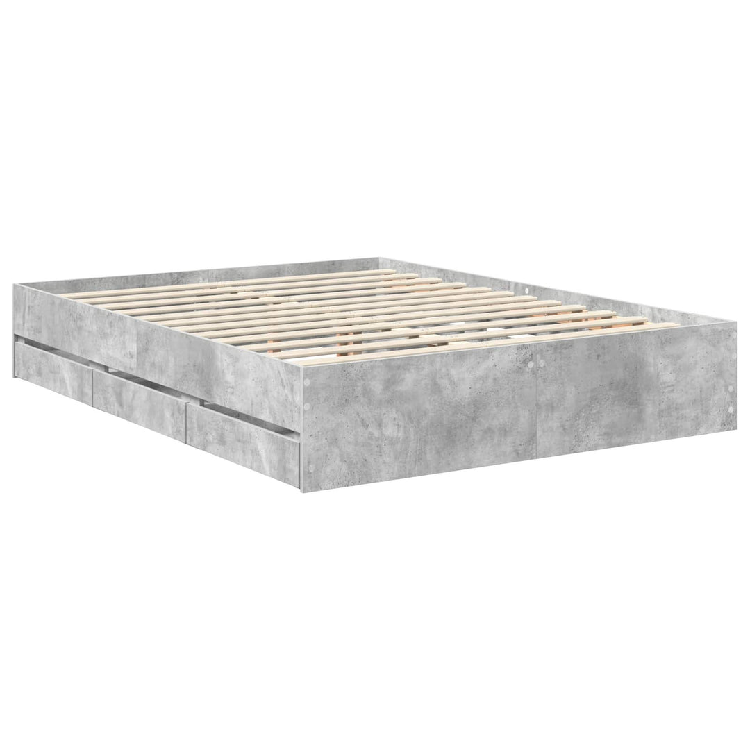 Sengestel med skuffe Betongrå 150 x 200 cm Ingeniørtræ