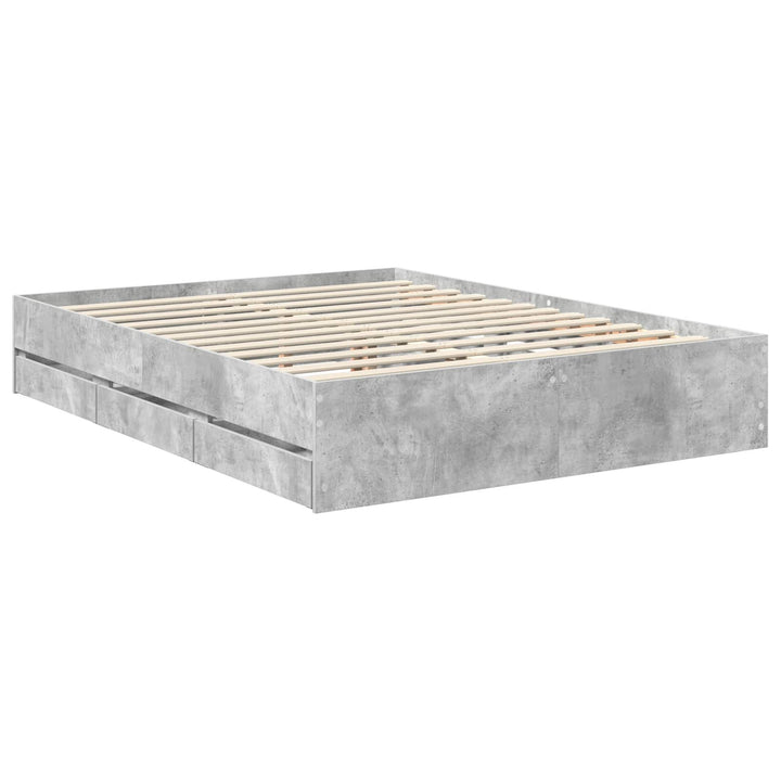 Sengestel med skuffe Betongrå 150 x 200 cm Ingeniørtræ