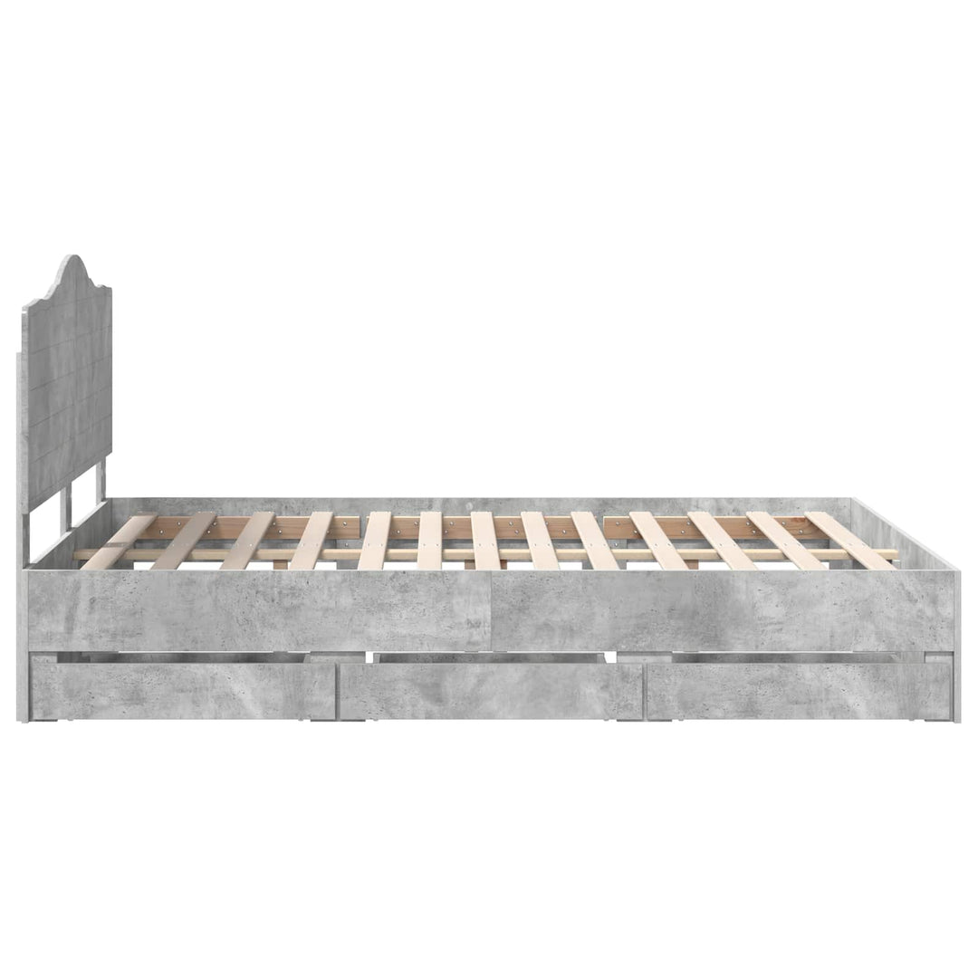 Sengestel med skuffe Betongrå 150 x 200 cm Ingeniørtræ