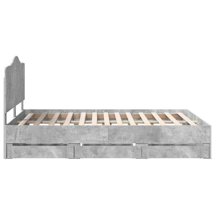 Sengestel med skuffe Betongrå 150 x 200 cm Ingeniørtræ