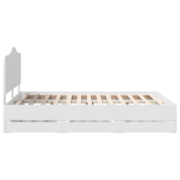 Sengestel med skuffe Hvid 140 x 190 cm Ingeniørtræ