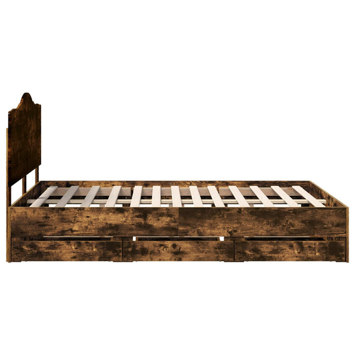 Sengestel med skuffe Røget eg 140 x 190 cm Ingeniørtræ