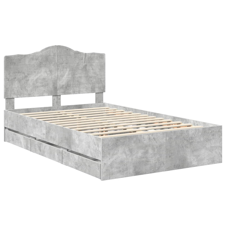 Sengestel med skuffe BetonGrå 135 x 190 cm Ingeniørtræ