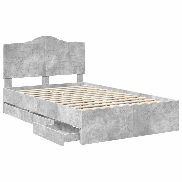 Sengestel med skuffe BetonGrå 135 x 190 cm Ingeniørtræ