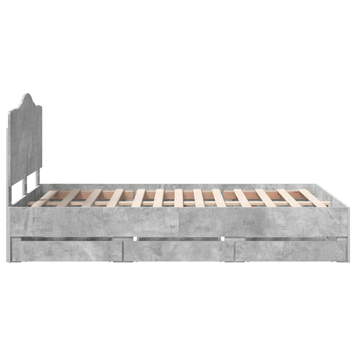 Sengestel med skuffe BetonGrå 135 x 190 cm Ingeniørtræ