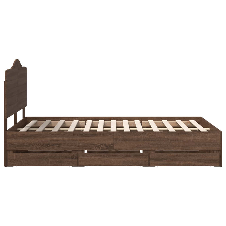 Sengestel med skuffe Brunt eg 135 x 190 cm Ingeniørtræ