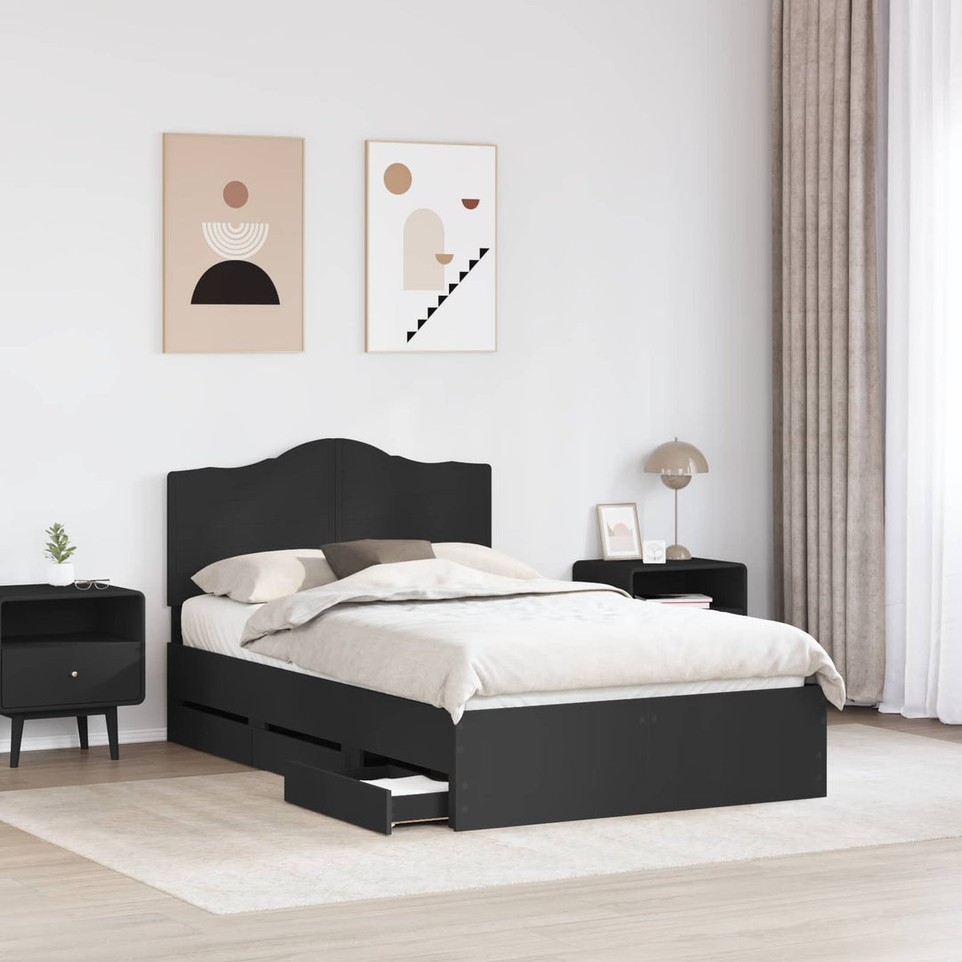 Sengestel med skuffe Sort 120 x 200 cm Ingeniørtræ