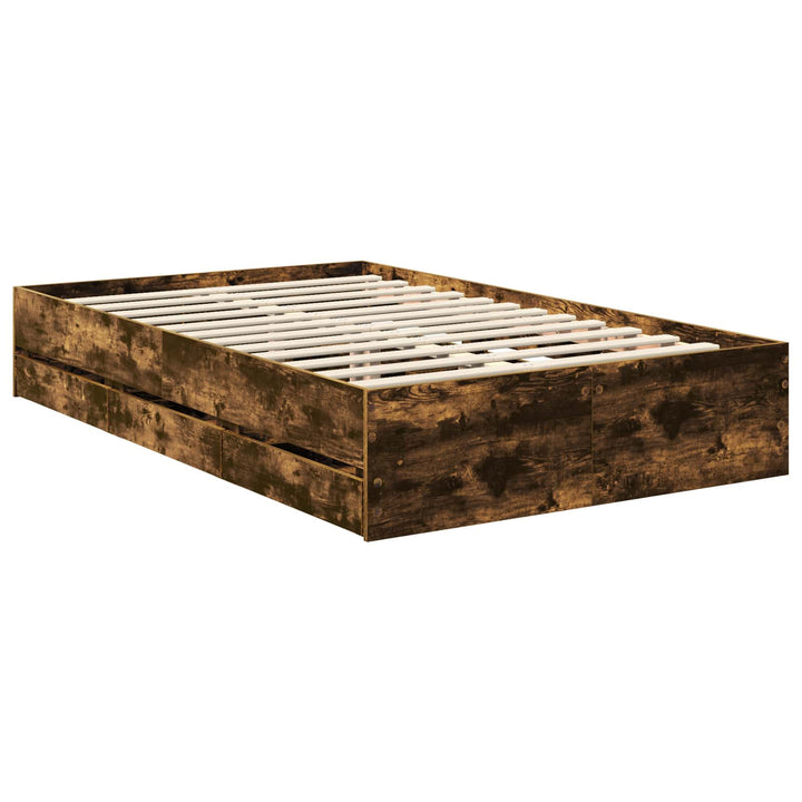 Sengestel med skuffe Røget Eg 120 x 200 cm Ingeniørtræ
