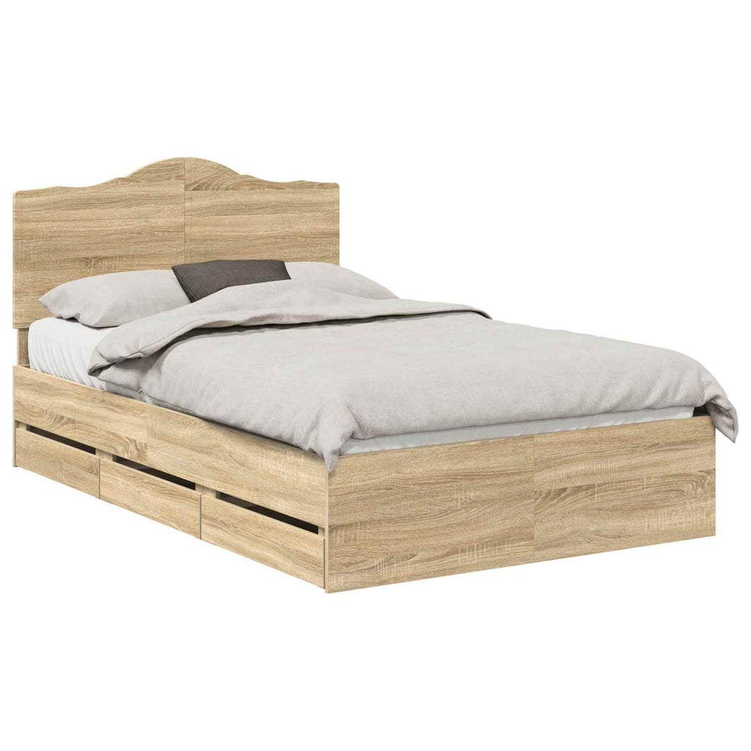 Sengestel med skuffe Sonoma eg 120 x 190 cm Ingeniørtræ