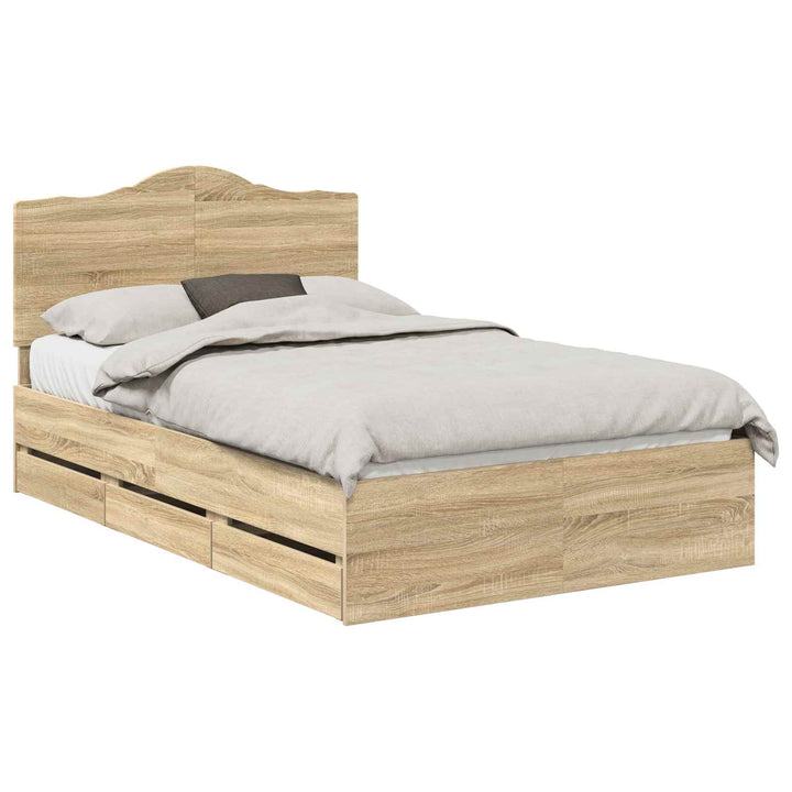 Sengestel med skuffe Sonoma eg 120 x 190 cm Ingeniørtræ