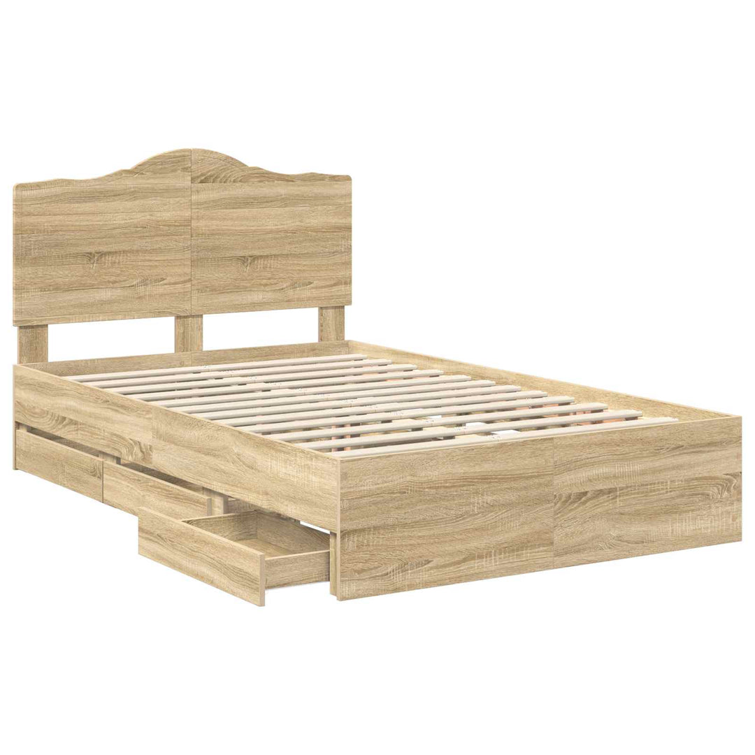 Sengestel med skuffe Sonoma eg 120 x 190 cm Ingeniørtræ
