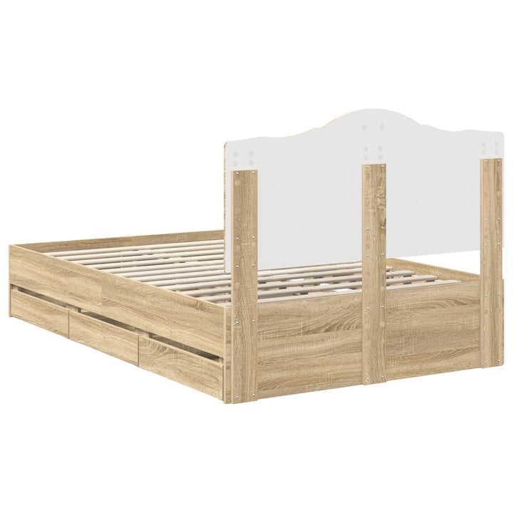 Sengestel med skuffe Sonoma eg 120 x 190 cm Ingeniørtræ