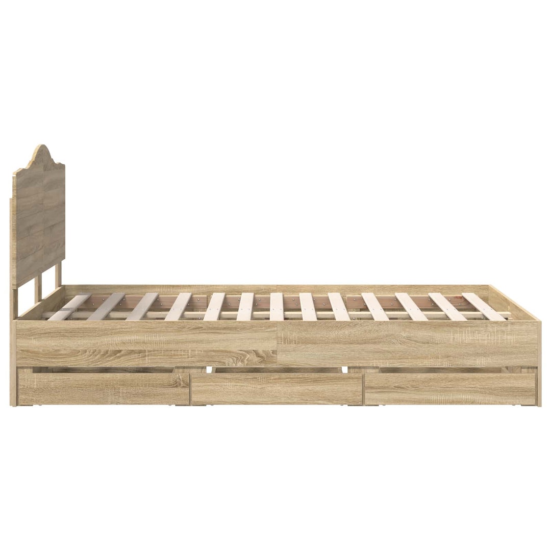 Sengestel med skuffe Sonoma eg 120 x 190 cm Ingeniørtræ