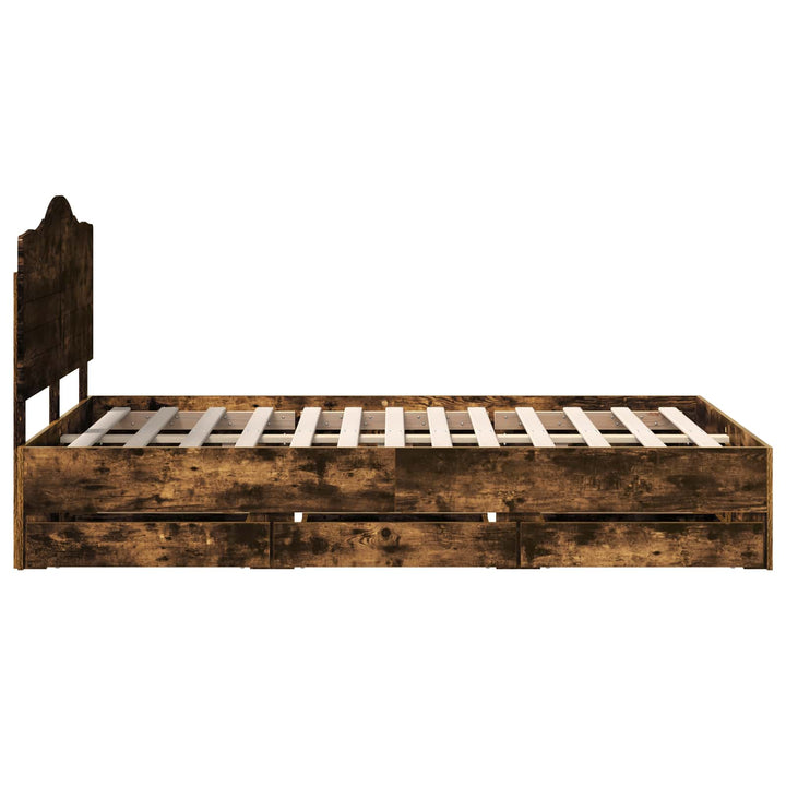 Sengestel med skuffe Røget Eg 120 x 190 cm Ingeniørtræ