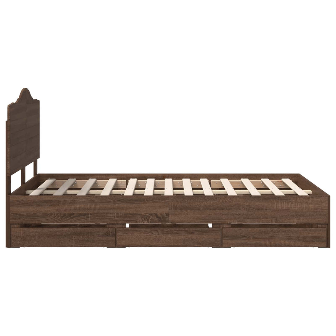 Sengestel med skuffe Brun eg 120 x 190 cm Ingeniørtræ