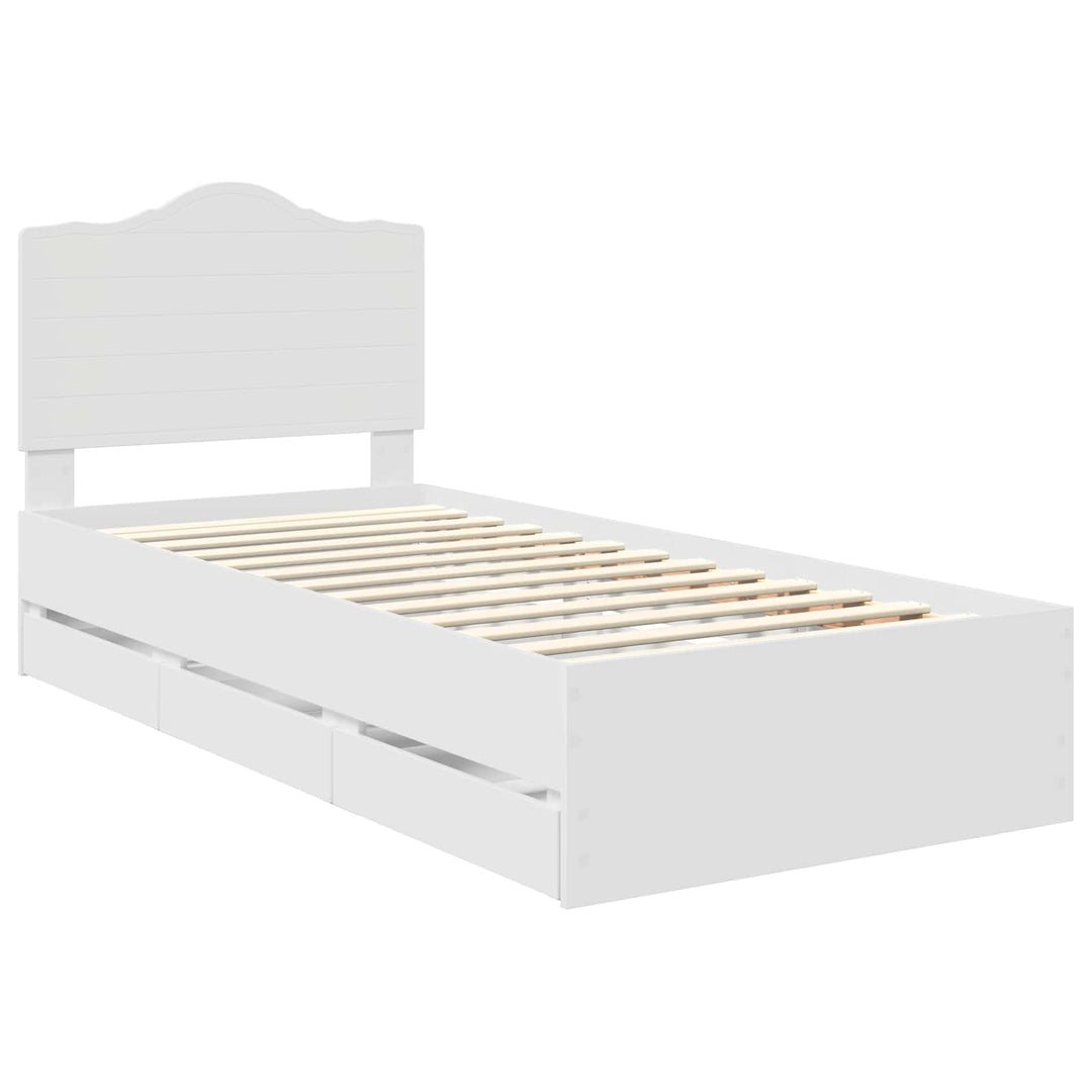 Sengestel med skuffe Hvid 100 x 200 cm Ingeniørtræ