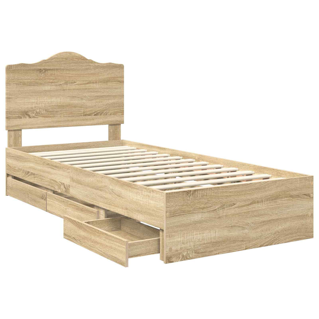 Sengestel med skuffe Sonoma eg 100 x 200 cm Ingeniørtræ