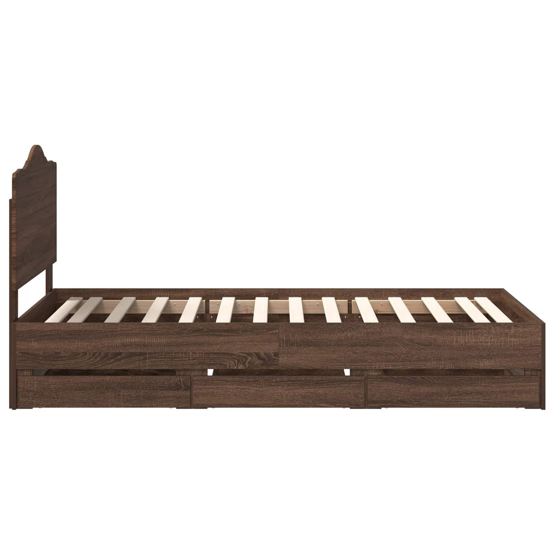 Sengestel med skuffe Brun eg 100 x 200 cm Ingeniørtræ