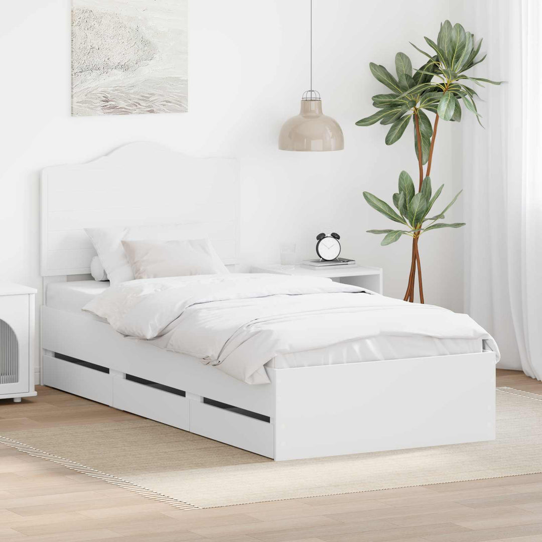 Sengestel med skuffe Hvid 90 x 200 cm Ingeniørtræ